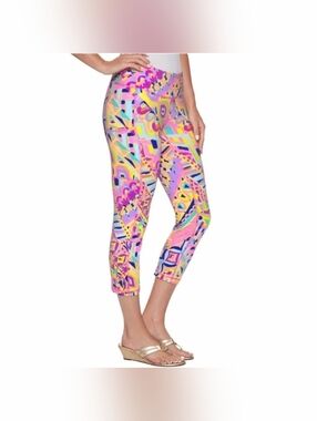 Lilly Pulitzer Luxletic Weekender Crop Leggings Plantain Party Size Small UPF 50